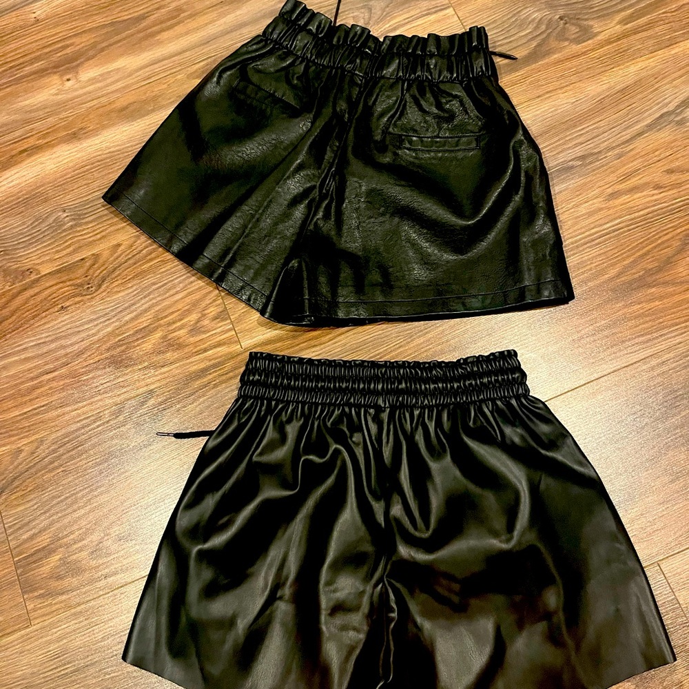 2 Faux Leather High Waisted Shorts